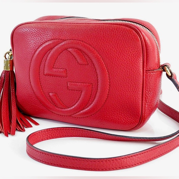 Authentic GUCCI Soho Red Leather Shoulder Crossbody Bag Purse - Picture 1 of 13